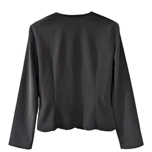 Joseph Ribkoff Veston Ruffled Jewel Encrusted Zip Up Black Jacket Women's Size 8 - Picture 5 of 10